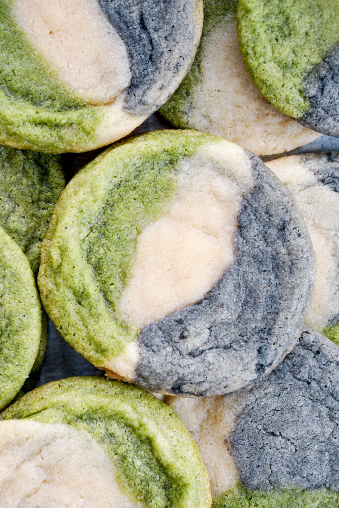 matcha black sesame neapolitan cookies