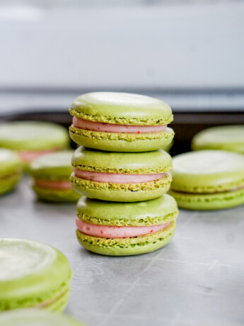 strawberry matcha macarons