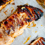 miso glazed salmon charred after baking