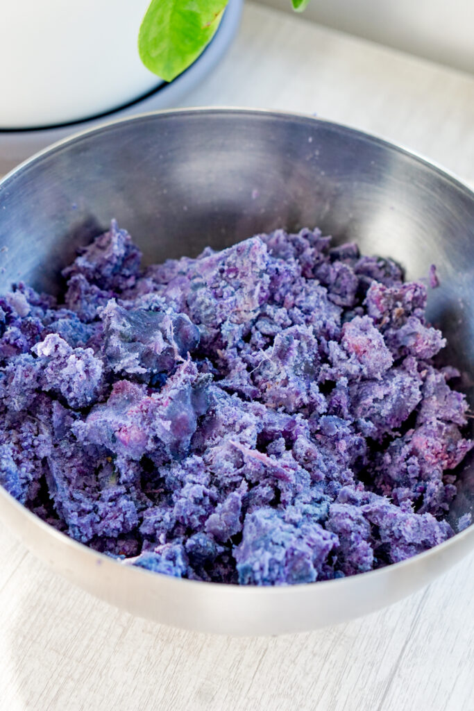cooked Okinawan sweet potato in a bowl