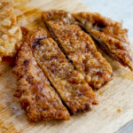 overhead view of strips of meat jun