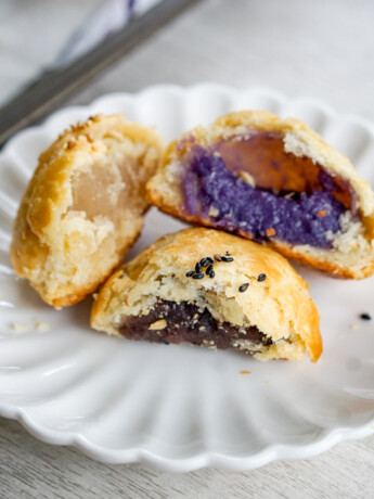 Hawaii manju cross sections stacked on top of each other