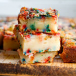 birthday cake butter mochi stacked