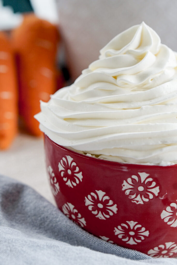 whipped cream cream cheese frosting closeup of swirl
