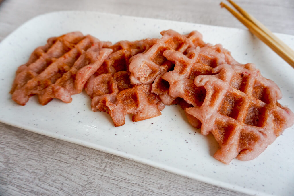 strawberry mochi waffles