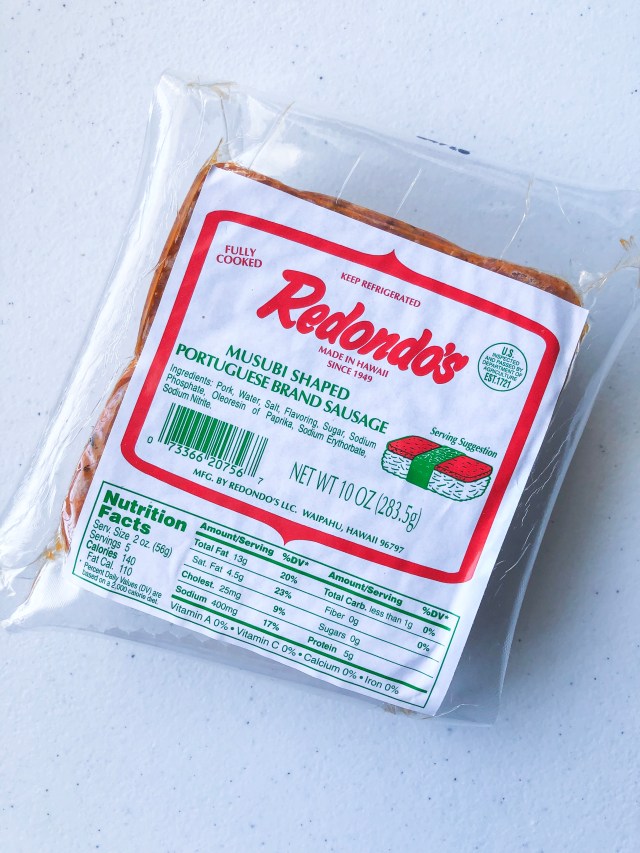 Portuguese sausage for musubi
